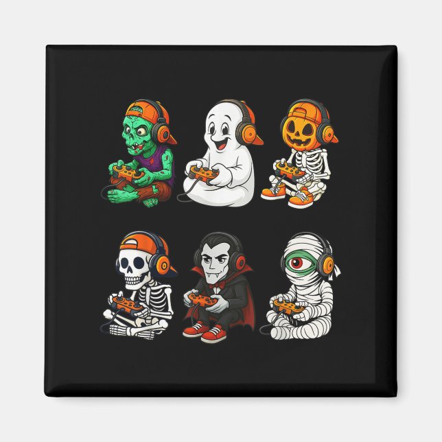 Halloween Skeleton, Zombie Gamer Video Gaming  Magnet (Front)