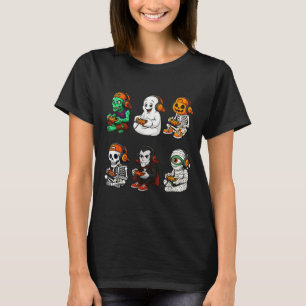 Halloween Skeleton, Zombie Gamer Video Gaming T-Shirt