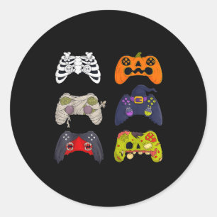 Halloween Skeleton Zombie Gaming Controllers  Classic Round Sticker