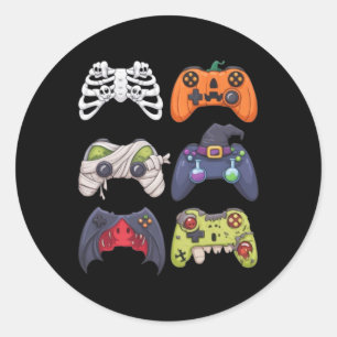 Halloween Skeleton Zombie Gaming Controllers Mummy Classic Round Sticker