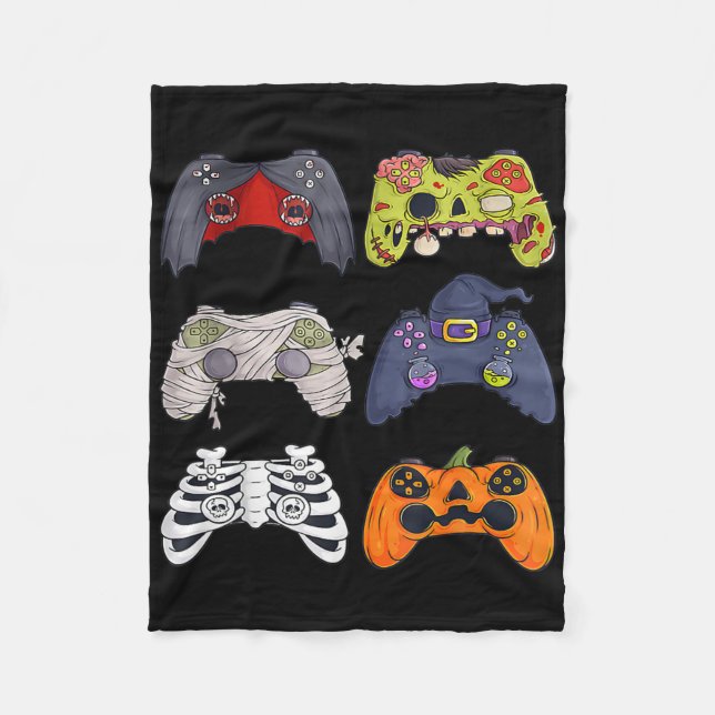 Halloween Skeleton Zombie Gaming Controllers Mummy Fleece Blanket (Front)