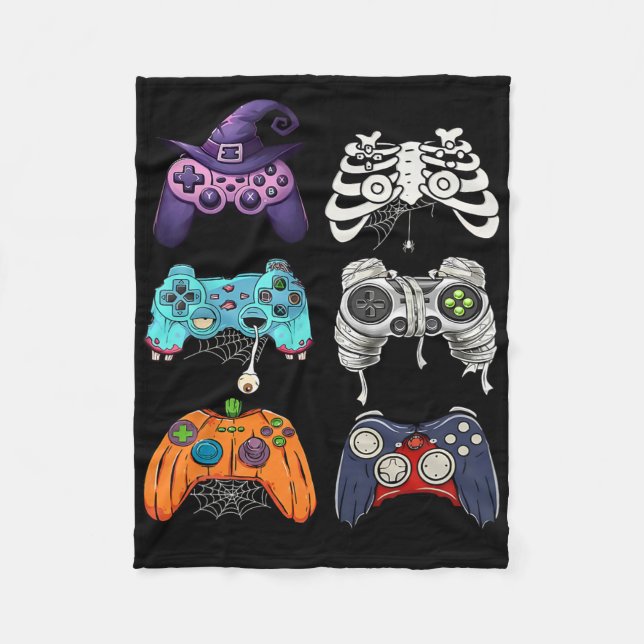 Halloween Skeleton Zombie Gaming Controllers Mummy Fleece Blanket (Front)