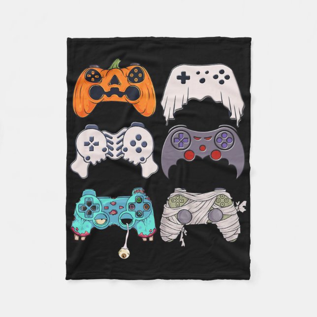 Halloween Skeleton Zombie Gaming Controllers Mummy Fleece Blanket (Front)