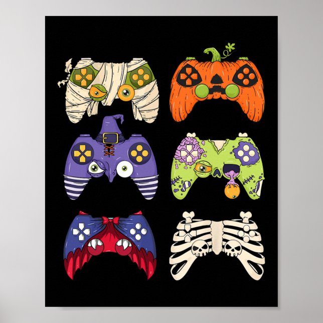Halloween Skeleton Zombie Gaming Controllers Mummy Poster (Front)