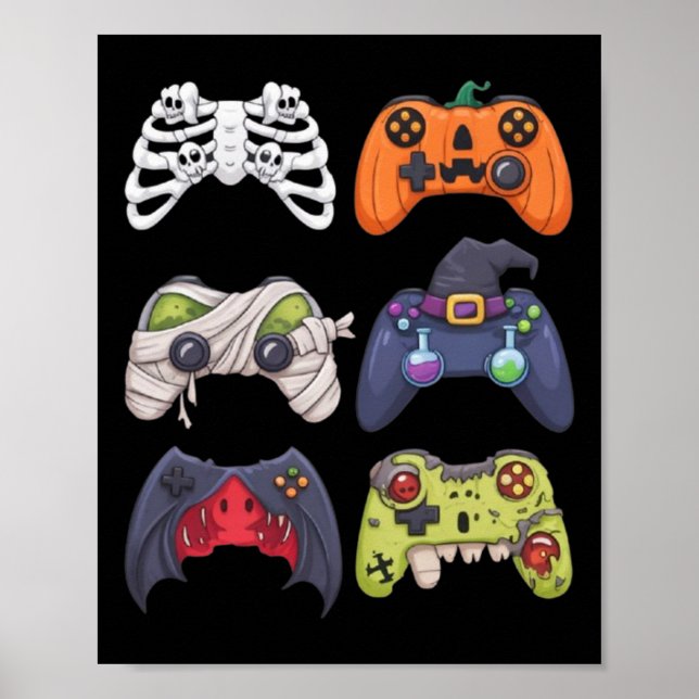 Halloween Skeleton Zombie Gaming Controllers Mummy Poster (Front)