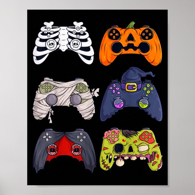 Halloween Skeleton Zombie Gaming Controllers Mummy Poster (Front)