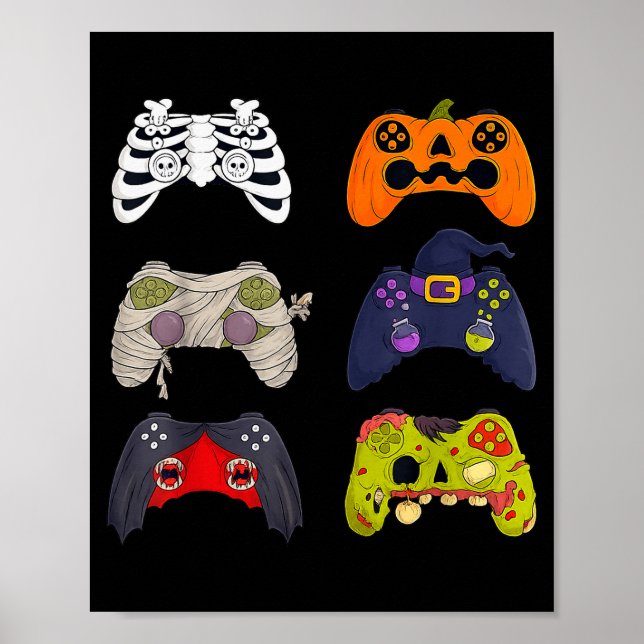 Halloween Skeleton Zombie Gaming Controllers  Poster (Front)