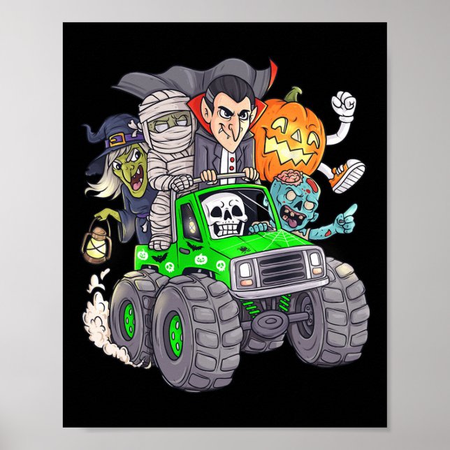 Halloween Skeleton Zombie Monster Truck Vampire Bo Poster (Front)