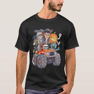 Halloween Skeleton Zombie Monster Truck Vampire Bo T-Shirt