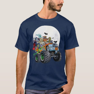 Halloween Skeleton Zombie Monster Truck Vampire Bo T-Shirt