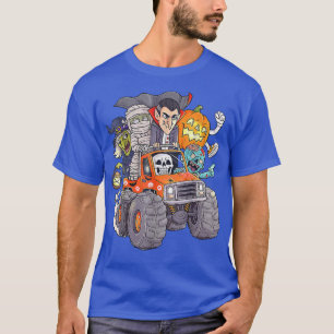 Halloween Skeleton Zombie Monster Truck Vampire T-Shirt