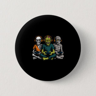 Halloween Skeleton Zombie Mummy Gamer Video Gaming 6 Cm Round Badge