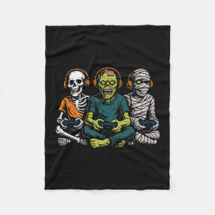Halloween Skeleton Zombie Mummy Gamer Video Gaming Fleece Blanket