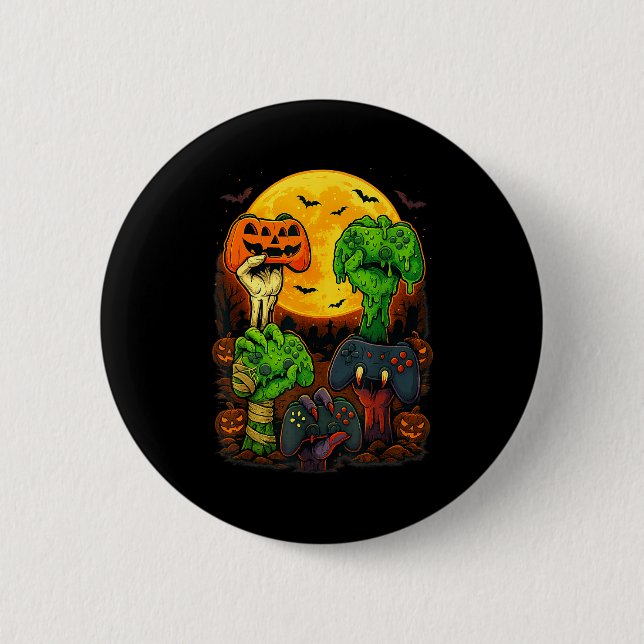 Halloween Skeleton Zombie Mummy Gaming Controller  6 Cm Round Badge (Front)