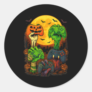 Halloween Skeleton Zombie Mummy Gaming Controller  Classic Round Sticker