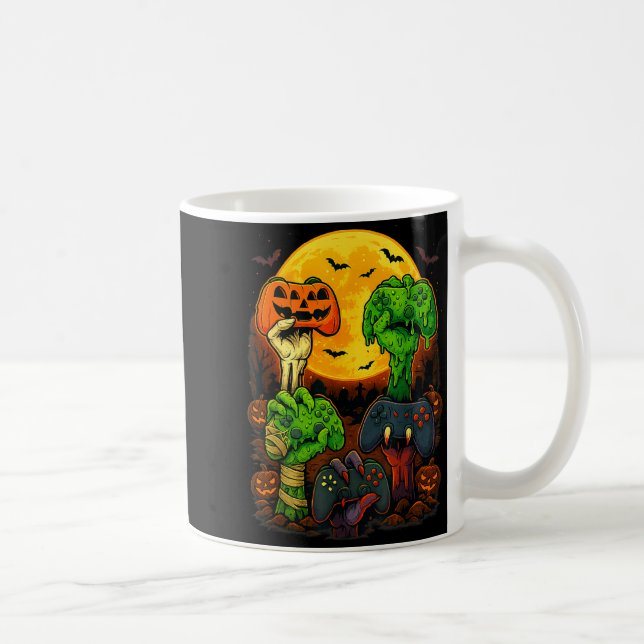 Halloween Skeleton Zombie Mummy Gaming Controller  Coffee Mug (Right)