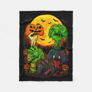 Halloween Skeleton Zombie Mummy Gaming Controller  Fleece Blanket