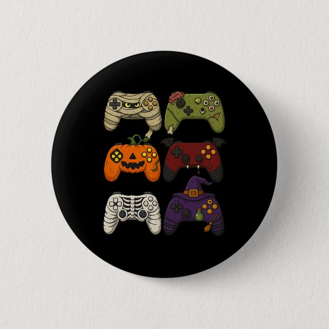 Halloween Skeleton Zombie Mummy Gaming Controllers 6 Cm Round Badge (Front)