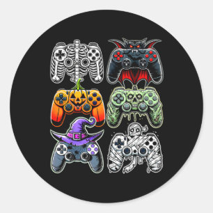 Halloween Skeleton Zombie Mummy Gaming Controllers Classic Round Sticker