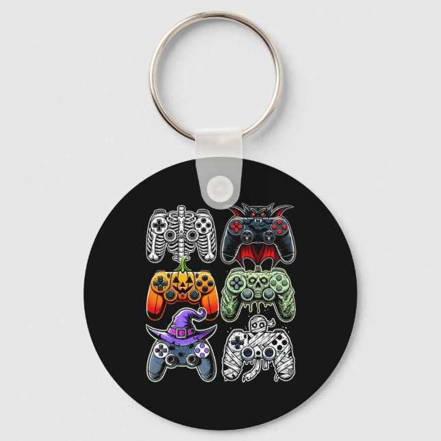 Halloween Skeleton Zombie Mummy Gaming Controllers Key Ring (Front)