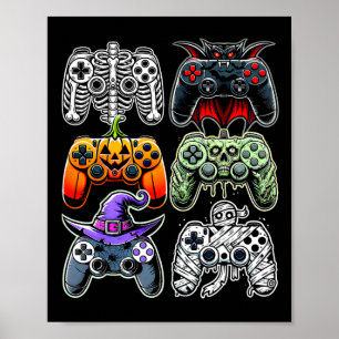 Halloween Skeleton Zombie Mummy Gaming Controllers Poster