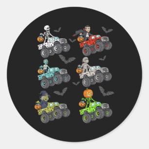 Halloween Skeleton Zombie Riding Monster Truck Vam Classic Round Sticker