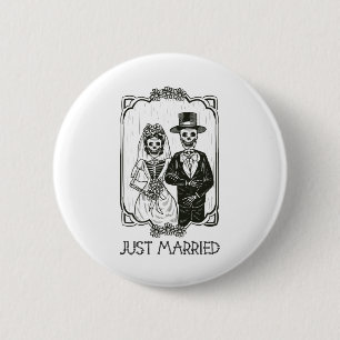 Halloween Skeletons Bride And Groom Just Married F 6 Cm Round Badge