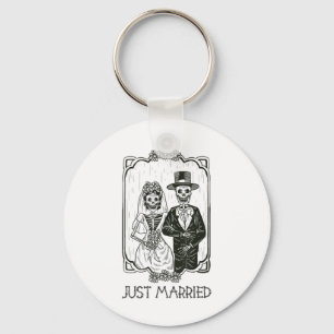 Halloween Skeletons Bride And Groom Just Married F Key Ring