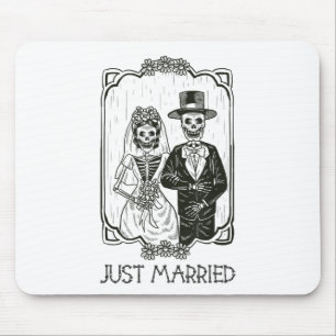 Halloween Skeletons Bride And Groom Just Married F Mouse Pad