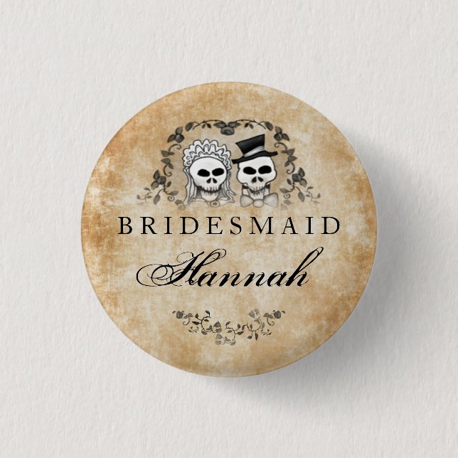 Halloween Skeletons Brown Gothic Bridesmaid (Front)