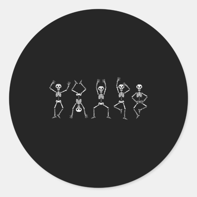 Halloween Skeletons Dancing Funny Costume Men Wome Classic Round Sticker (Front)