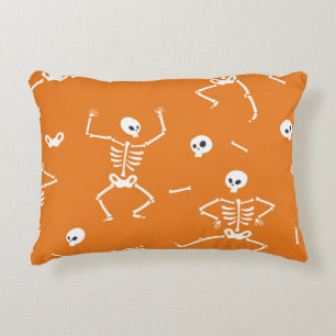 Halloween Skeletons Fun Seamless Pattern Decorative Cushion