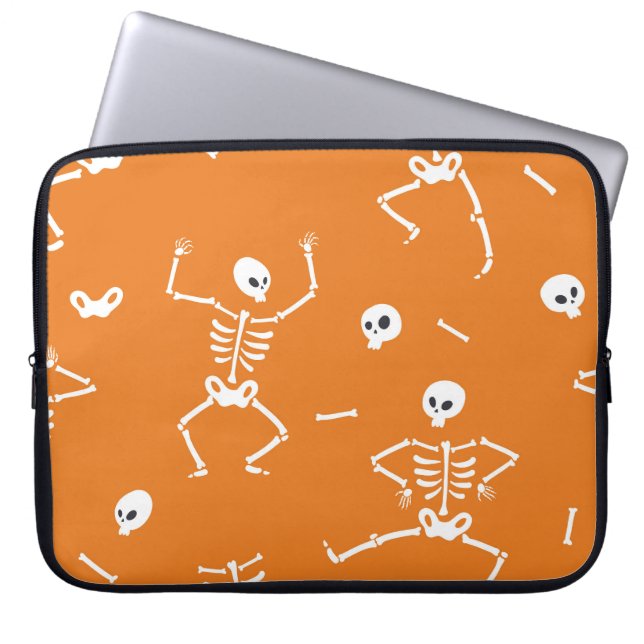 Halloween Skeletons Fun Seamless Pattern Laptop Sleeve (Front)