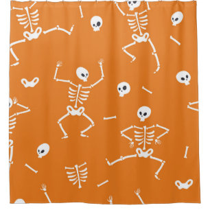 Halloween Skeletons Fun Seamless Pattern Shower Curtain