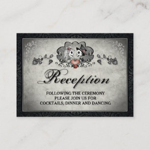 Halloween Skeletons & Heart Black Grey Reception Enclosure Card