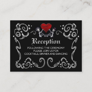 Halloween Skeletons & Heart Black White Reception Enclosure Card