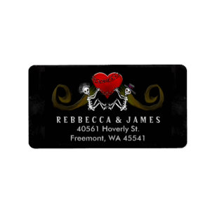 Halloween Skeletons & Heart Wedding Address Label