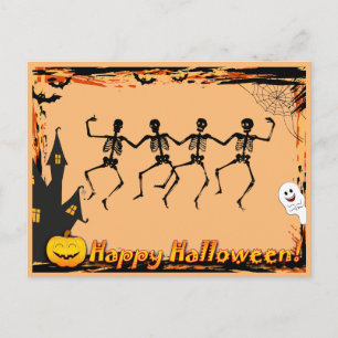 Halloween Skeletons Holiday Postcard