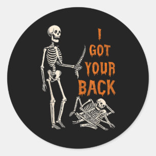 Halloween Skeletons Ive Got Your Back Costume Men Classic Round Sticker