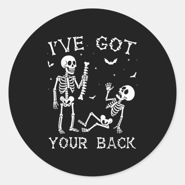 Halloween Skeletons Ive Got Your Back Costume Men  Classic Round Sticker (Front)
