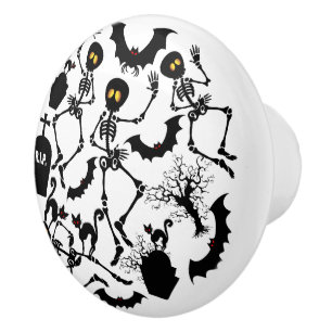 Halloween Skeletons Macabre Dance Ceramic Knob