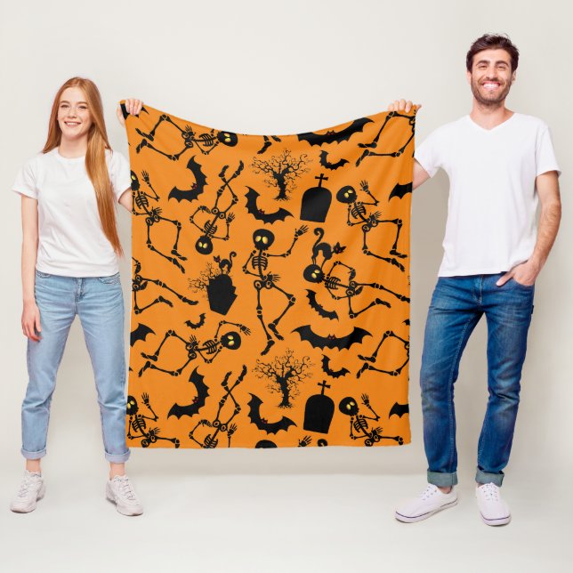 Halloween Skeletons Macabre Dance Fleece Blanket (In Situ)