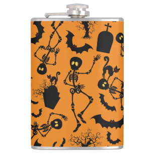 Halloween Skeletons Macabre Dance Hip Flask