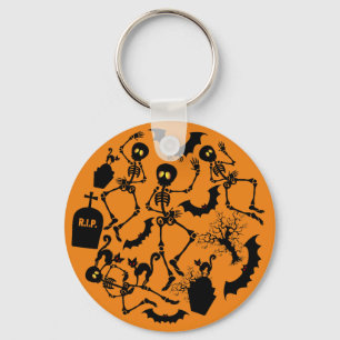 Halloween Skeletons Macabre Dance Key Ring