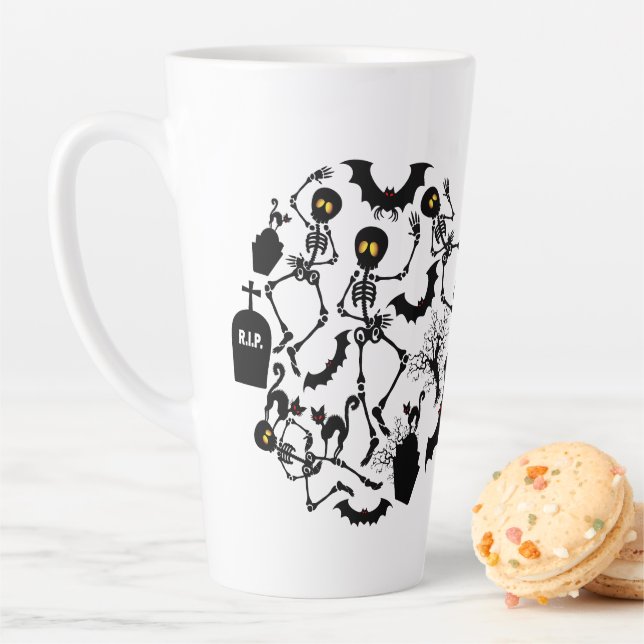 Halloween Skeletons Macabre Dance Latte Mug (In Situ)
