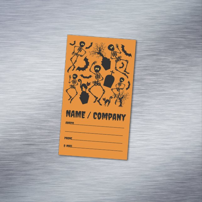 Halloween Skeletons Macabre Dance Magnetic Business Card (In Situ)