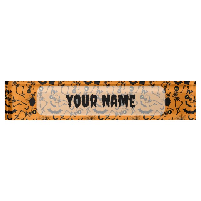 Halloween Skeletons Macabre Dance Nameplate (Front)