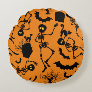 Halloween Skeletons Macabre Dance Round Cushion