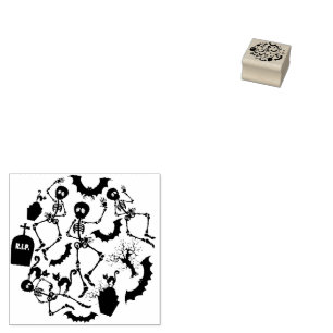 Halloween Skeletons Macabre Dance Rubber Stamp