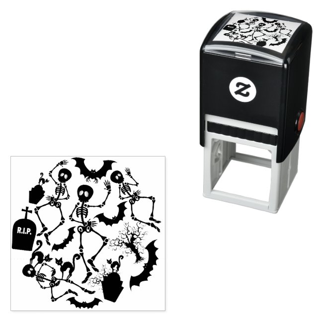 Halloween Skeletons Macabre Dance Self-inking Stamp (In Situ)